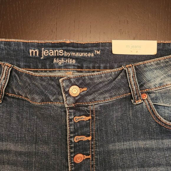 M Jeans By Maurices‎ High-Rise Curvy Raw Hem Denim Shorts Sz. 18W Indigo Blue - Picture 2 of 9